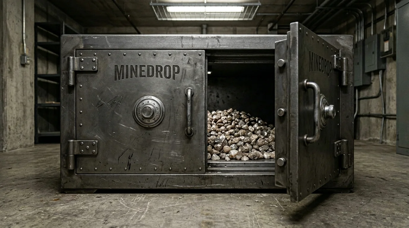 Gaming interface showing a deep mining grid